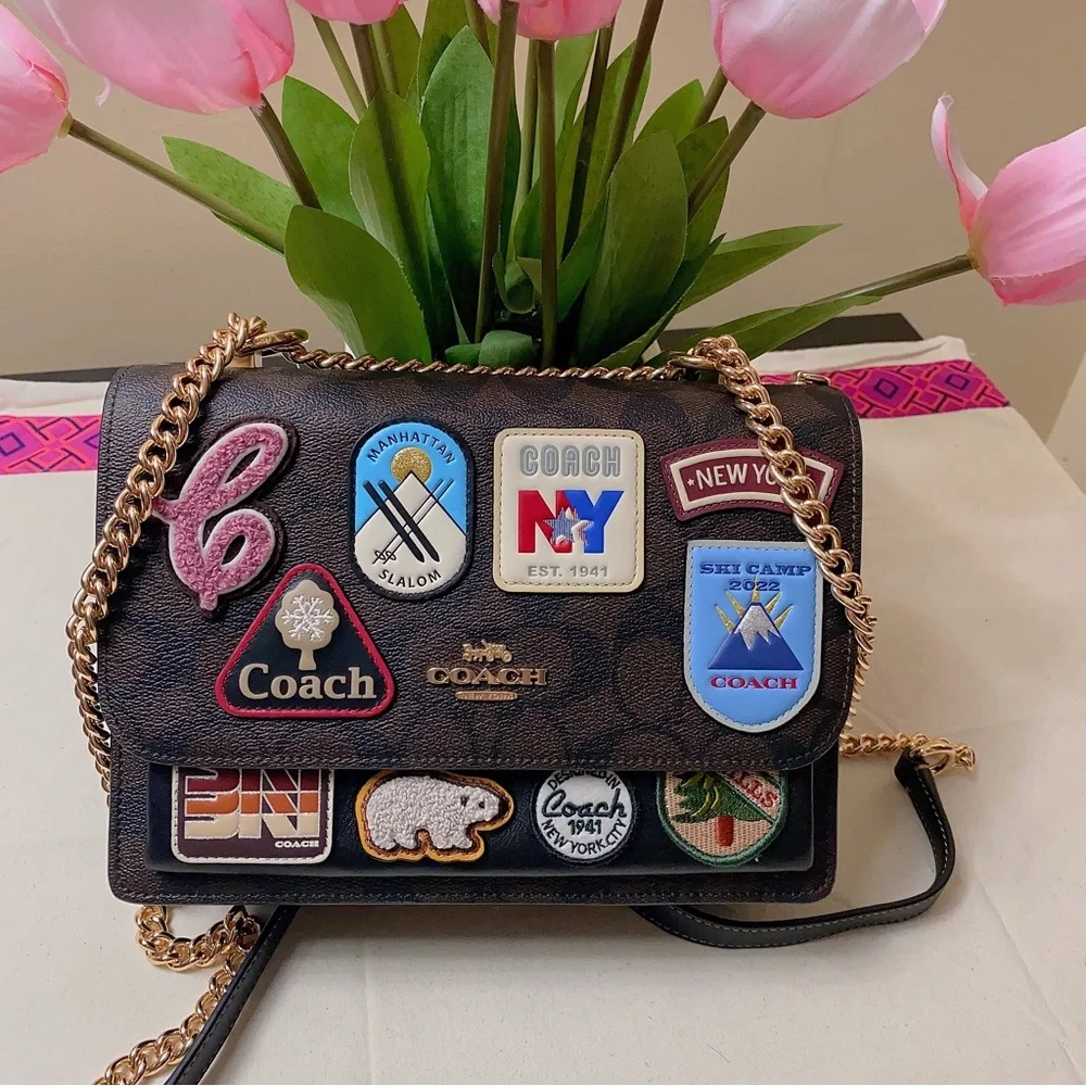 Coach Klare Crossbody In Signature Canvas With Ski Patches